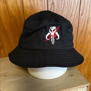 Three In Black Bucket Hat with Star Wars Mythosaur Skull Symbol Custom Mercenary
